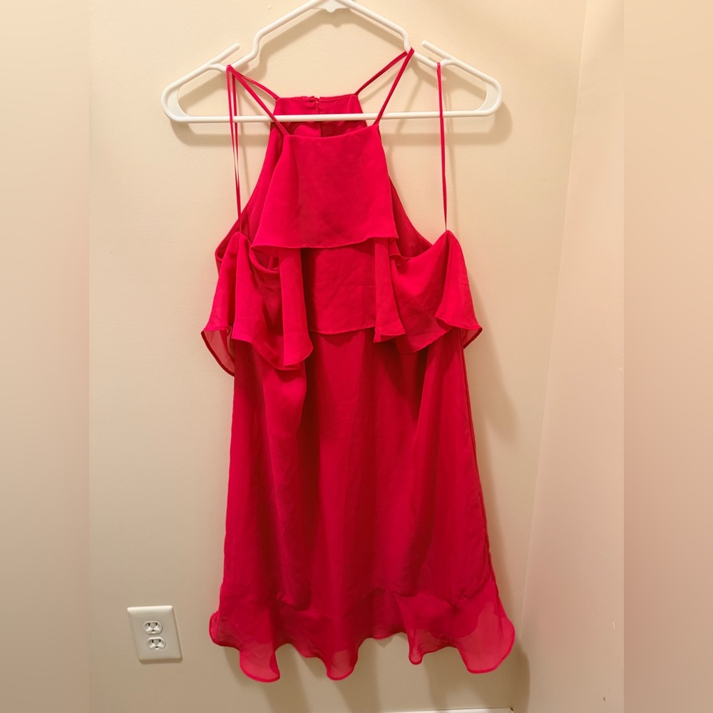 Charles Henry Vibrant Red Ruffle Blouse
